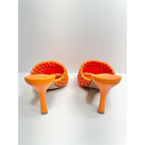 AQUA Woven Sandals Size 7 Orange High Heel Open Square Toe NEW - Picture 4 of 11